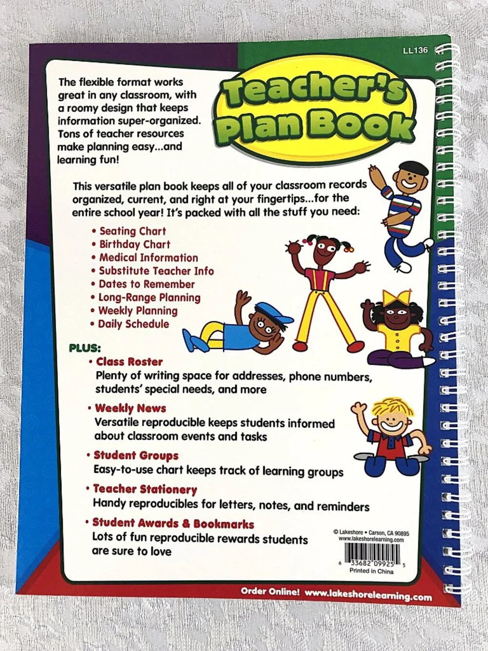 Lakeshore Teacher’s Undated Lesson Plan Book Spiral Bound +Stickers & Clings NWT